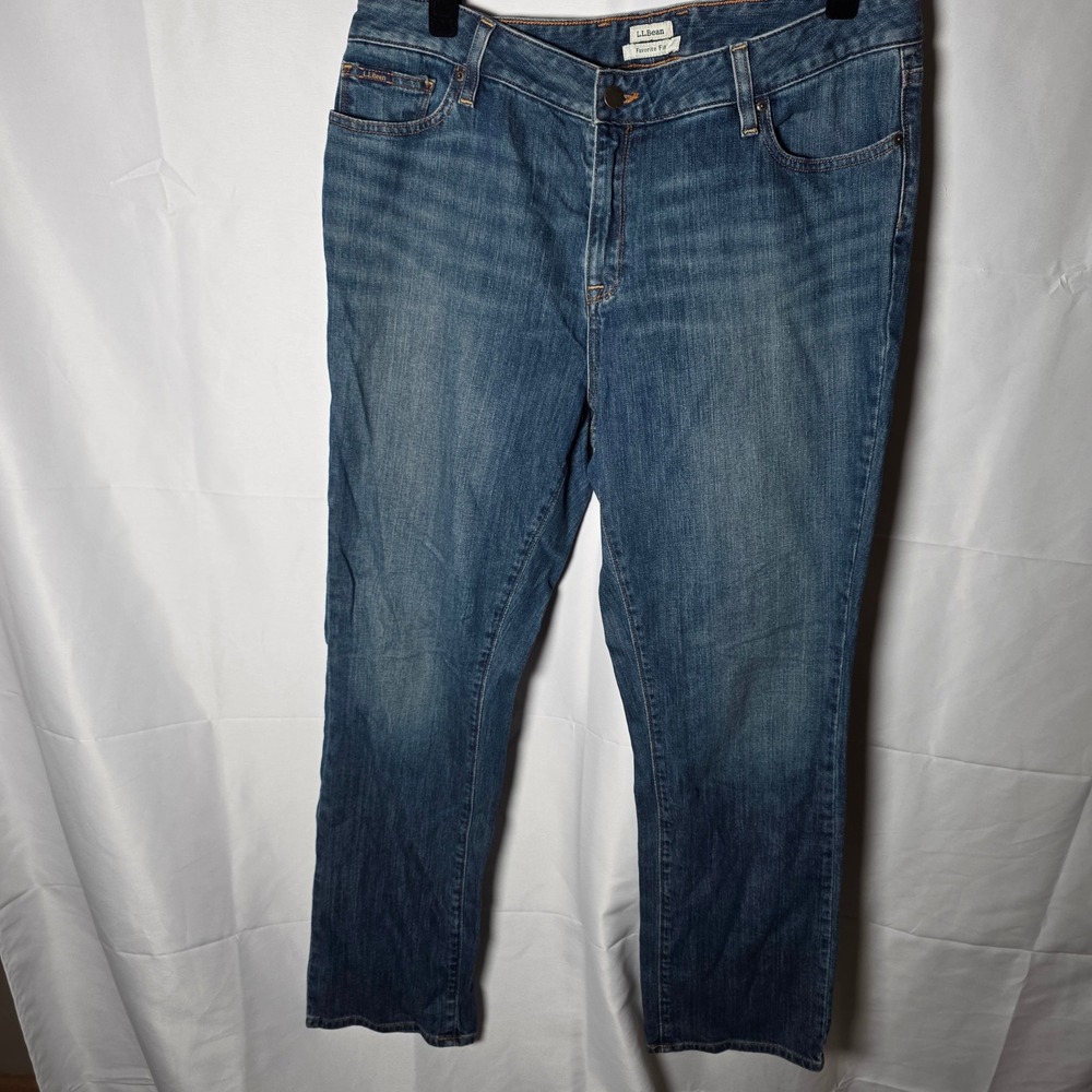 LLBean Favorite Fit‎ Women's Blue Denim Jeans Size 14 Regular